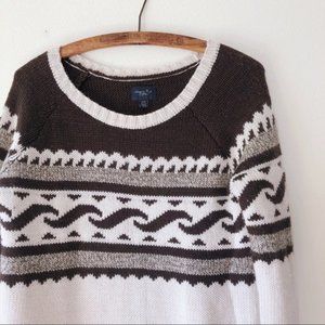 AEO women’s‎ boho oversized brown cream sweater XS mall girl aesthetic